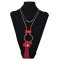 N-6016  Fashion korean silver plated multiple rope chain turquoise long pendant necklace