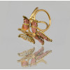 R-1315  New Fashion Gold Plated 3 Colors White Pink Black Charm Rhinestone Butterfly Scarf Buckle Brooch Women Accessories