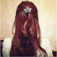 F-0297 New Women Lady Girl Fashion Exquisite Silver Plated Full Crystal Rhinestone Crown Sweet Hairpin Hair Clip