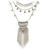 N-6029 Bohemia Style Vintage Silver Plated Alloy Multilayer Chains Rhinestone Tassel Chains Pendant Necklace Women Necklace