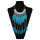N-6035 New Fashion Alloy Rhinestone 3 Colors Blue Black Colorful Beads Bar Feather Chain Tassel Long Necklace Women Pendant Necklace