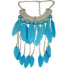 N-6035 New Fashion Alloy Rhinestone 3 Colors Blue Black Colorful Beads Bar Feather Chain Tassel Long Necklace Women Pendant Necklace