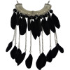 N-6035 New Fashion Alloy Rhinestone 3 Colors Blue Black Colorful Beads Bar Feather Chain Tassel Long Necklace Women Pendant Necklace