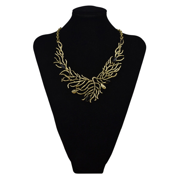 N-6039  2016 Newest Tree Branch Shape Black Resin Bead Vintage Gold/Silver Plated Chain Statement Choker Necklaces Women Jewelry