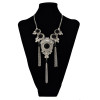 N-6038  Bohemia Style Silver Plated Turquoise Beads Bib Statement Necklace Charm Rhinestone Tassel Chain Pendant Necklaces for Women Jewelry