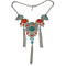 N-6038  Bohemia Style Silver Plated Turquoise Beads Bib Statement Necklace Charm Rhinestone Tassel Chain Pendant Necklaces for Women Jewelry