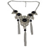 N-6038  Bohemia Style Silver Plated Turquoise Beads Bib Statement Necklace Charm Rhinestone Tassel Chain Pendant Necklaces for Women Jewelry