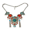 N-6038  Bohemia Style Silver Plated Turquoise Beads Bib Statement Necklace Charm Rhinestone Tassel Chain Pendant Necklaces for Women Jewelry