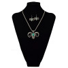 N-6041  Bohemian vintage silver snake chain turquoise green bead stone lovely ox head and fox owl pendant necklace bracelet earrings