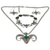 N-6041  Bohemian vintage silver snake chain turquoise green bead stone lovely ox head and fox owl pendant necklace bracelet earrings