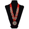 N-6043  European style red blue black ribbon & silk chain rainbow crystal leaves flower inlay false choker bib statement necklace fashion luxury jewelry