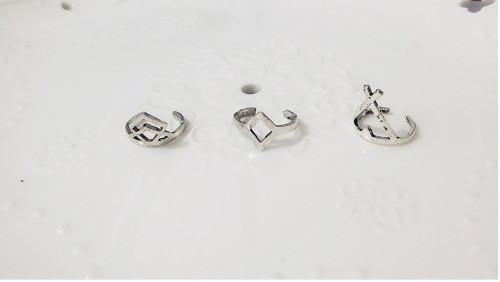 R-1322 6 Pcs/set Bohemian Style Vintage Silver Alloy Arrow Geometric Shape Nail Midi Rings Sets Women Jewelry