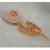 P-0309  2016 Nw Fashion Gold Plated Alloy White Beads Flower Leaves Rhinestone Females Collar Brooch Pin Jewelry