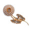 P-0309  2016 Nw Fashion Gold Plated Alloy White Beads Flower Leaves Rhinestone Females Collar Brooch Pin Jewelry