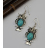 E-3690 Bohemian Fashion style silver plated punk tiny cute owl pendant hook dangle earrings