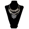 N-6056  Retro gold silver plated triangle rhinestone charm moon shape pendant necklace
