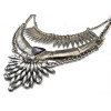 N-6056  Retro gold silver plated triangle rhinestone charm moon shape pendant necklace