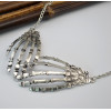 N-6060   E-3697 Punk style retro silver plated tiny bone hands pendant necklace set fashion jewelry