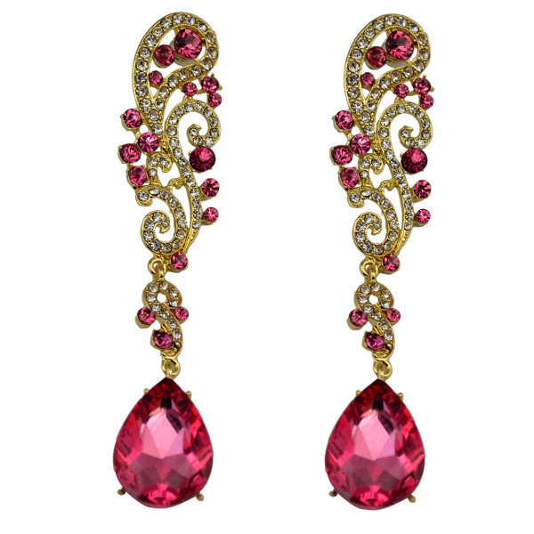E-3398 European style gold / silver plated alloy full rhinestone luxury crystal statement large long  earrings
