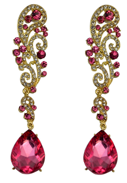 E-3398 European style gold / silver plated alloy full rhinestone luxury crystal statement large long  earrings