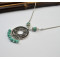 N-6064 Bohemian style silver thin chain hollow out vintage round flower turquoise beads ball tassel pendant necklace