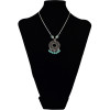 N-6064 Bohemian style silver thin chain hollow out vintage round flower turquoise beads ball tassel pendant necklace