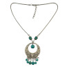N-6064 Bohemian style silver thin chain hollow out vintage round flower turquoise beads ball tassel pendant necklace