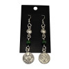E-3696 bohemian style vintage silver plated alloy chunky necklaces colorful beads coin tassel pendant statement necklaces long hook dangle earrings jewelry sets