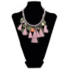 N-6069 Bohemian Handmade Weave Thread Chain pink colorful threads tassel crystal coin fringe pendant choker necklaces females jewelry
