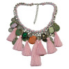 N-6069 Bohemian Handmade Weave Thread Chain pink colorful threads tassel crystal coin fringe pendant choker necklaces females jewelry