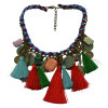 N-6069 Bohemian Handmade Weave Thread Chain pink colorful threads tassel crystal coin fringe pendant choker necklaces females jewelry