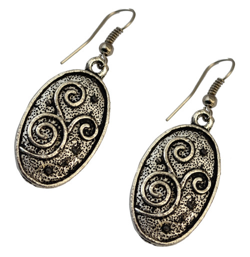 E-3702 Vintage boho silver plated oval shape ethnic dangling earrings for women