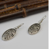 E-3702 Vintage boho silver plated oval shape ethnic dangling earrings for women