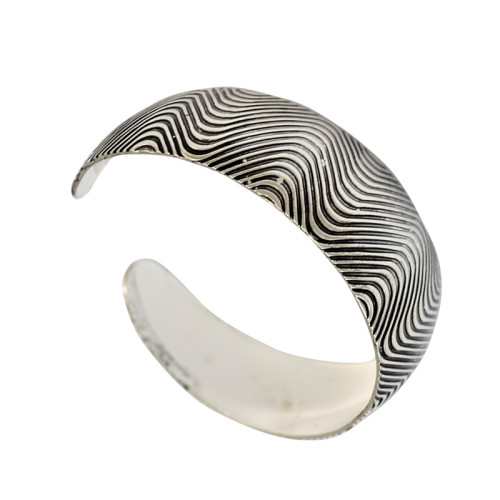 B-0664 Bohemian Tibetan Style Vintage Silver Plated Carving Stripe Wide Adjustable Cuff Bangles for Women Jewelry