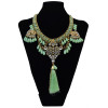 N-6080    Bohemian Handmade 5colors Green,Black,Pink,White，Red  Crystal Pearl Beads Tassel Choker Statement Necklace for Women Jewelry