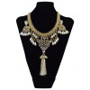 N-6080    Bohemian Handmade 5colors Green,Black,Pink,White，Red  Crystal Pearl Beads Tassel Choker Statement Necklace for Women Jewelry