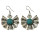 E-3699   Retro Ethnic Tibetan Silver Fan Shaped Hook Earrings Natural Turquoise Beads Dangling Earrings Tribal Jewelry