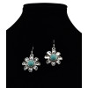 E-3706 Retro Ethnic Tibetan Silver Flower Hook Earrings Natural Turquoise Beads Dangling Earrings Tribal Jewelry