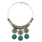 N-6082  Bohemian Style retro silver plated 3types turquoise moon shape pendant necklace