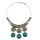 N-6082  Bohemian Style retro silver plated 3types turquoise moon shape pendant necklace
