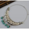 N-6082  Bohemian Style retro silver plated 3types turquoise moon shape pendant necklace