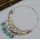 N-6082  Bohemian Style retro silver plated 3types turquoise moon shape pendant necklace