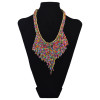 N-6092   2016 New Fashion Bohemian Style Gold Plated Alloy Link Chain Colorful Beads Tassel Choker Bib Necklaces Women Jewelry