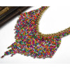 N-6092   2016 New Fashion Bohemian Style Gold Plated Alloy Link Chain Colorful Beads Tassel Choker Bib Necklaces Women Jewelry