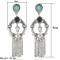 E-3719 new fashion bohemian style 2 colors gold silver plated alloy turquoise beads crystal rhinestone tassel chain dangle earrings females jewelry