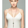 N-6098    Bohemian Vintage Silver/Gold Chain Green Turquoise Bead Charm Rhinestone Arrow Pendant Necklace for Women Jewelry