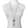 N-6098    Bohemian Vintage Silver/Gold Chain Green Turquoise Bead Charm Rhinestone Arrow Pendant Necklace for Women Jewelry
