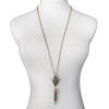 N-6098    Bohemian Vintage Silver/Gold Chain Green Turquoise Bead Charm Rhinestone Arrow Pendant Necklace for Women Jewelry