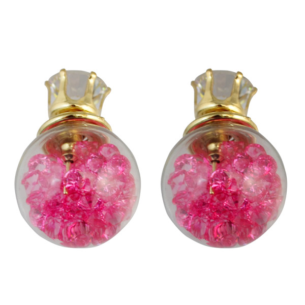 E-3721  new arrival korean fashion popular crystal glass ear stud earrings