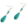 2016 New Fashion Silver Alloy Green Waterdrop Natural Turquoise Long Dangle Drop Earrings For Females Jewelry